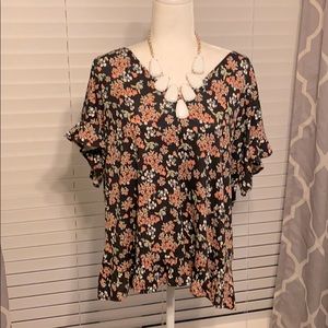 NWOT Loft Plus cotton blend print top size 16/18